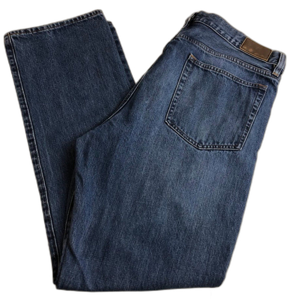 J Crew The Bleecker Men's Denim Blue Jeans 36 x 32 Zip Closure Straight Designer